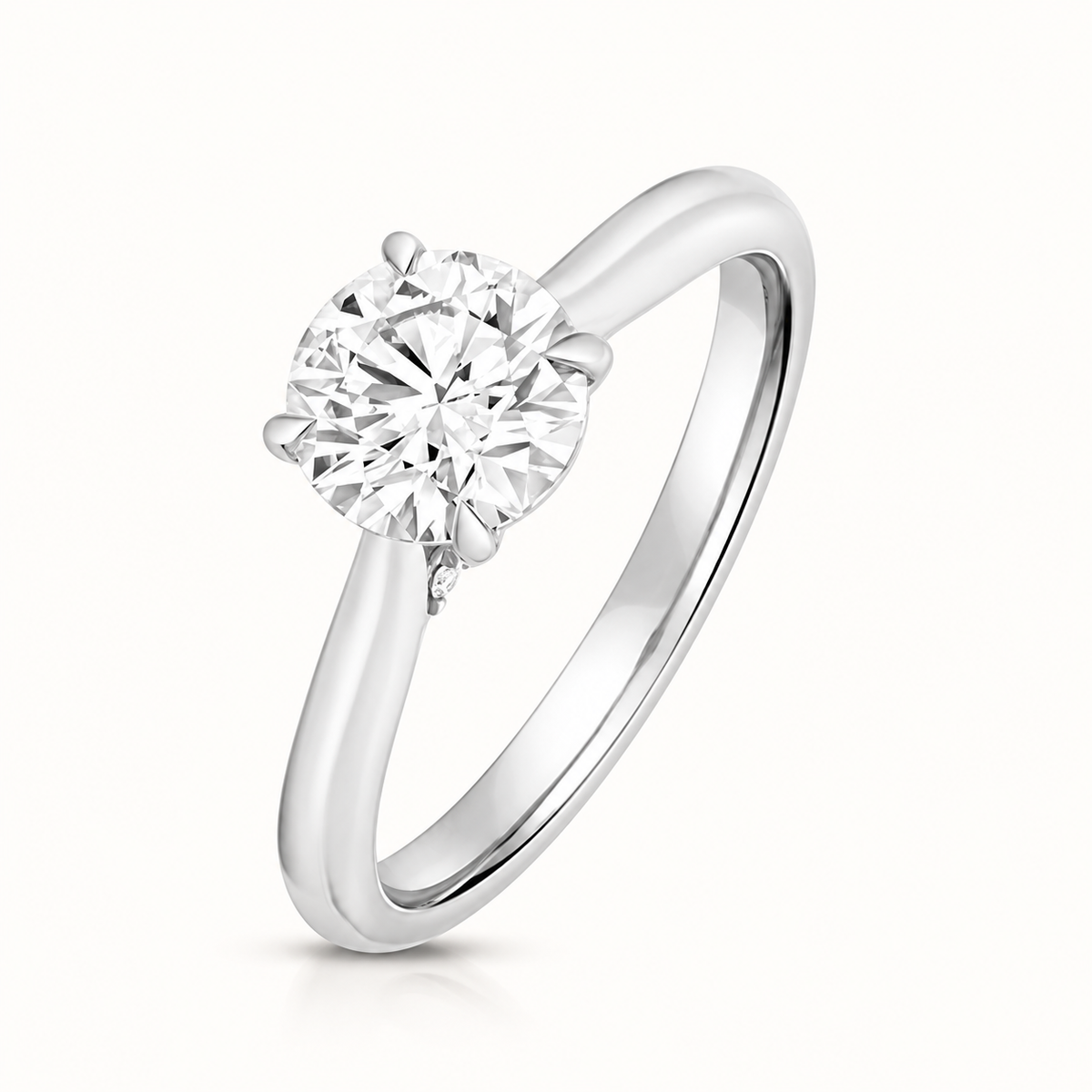 18ct Gold 1.25ct Round Lab Diamond Solitaire Engagement Ring white gold front view