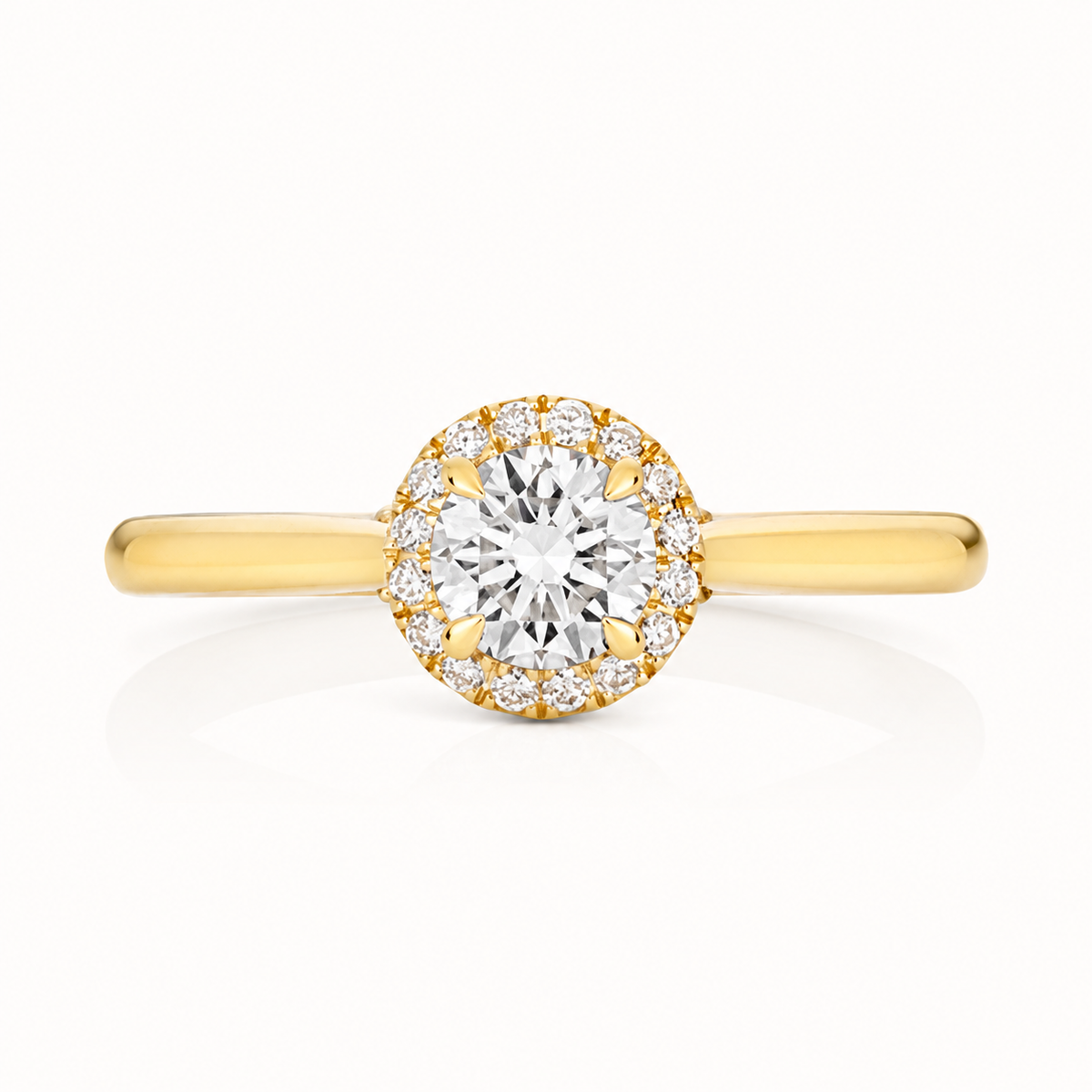 18ct Gold 0.50ct Round Lab Diamond Halo Engagement Ring yellow gold alternative view