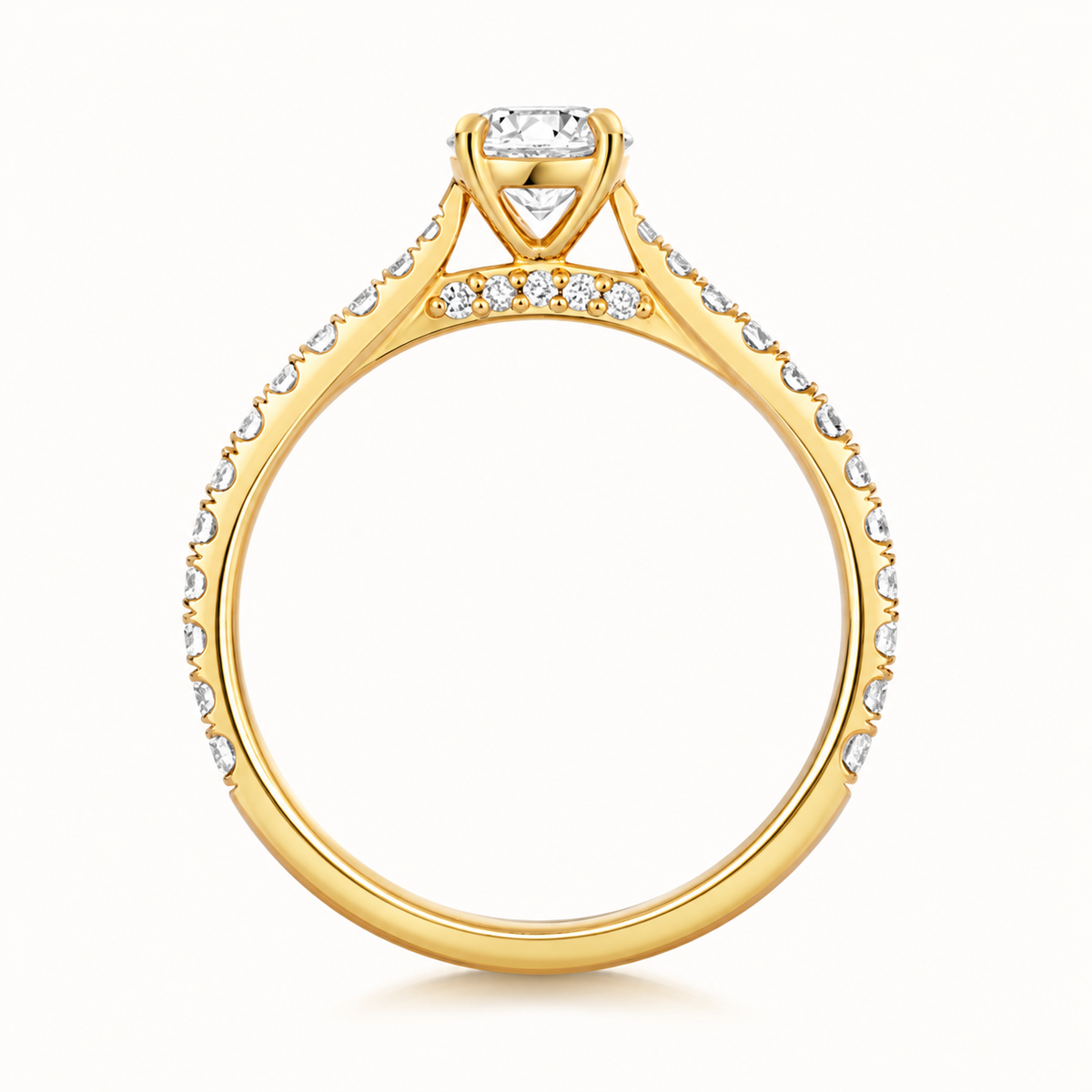18ct Gold 0.50ct Round Lab Diamond Solitaire Engagement Ring with Diamond Shoulders yellow gold alternative view