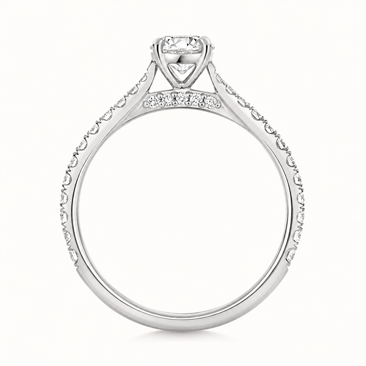 18ct Gold 0.50ct Round Lab Diamond Solitaire Engagement Ring with Diamond Shoulders white gold alternative view