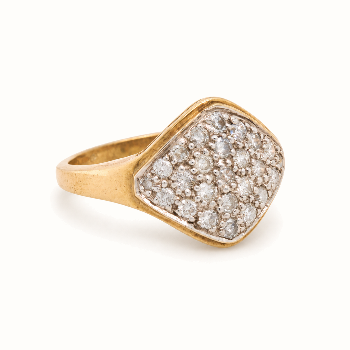 9ct Yellow Gold Diamond Ring with 0.52ct diamonds, size N, on an ivory background