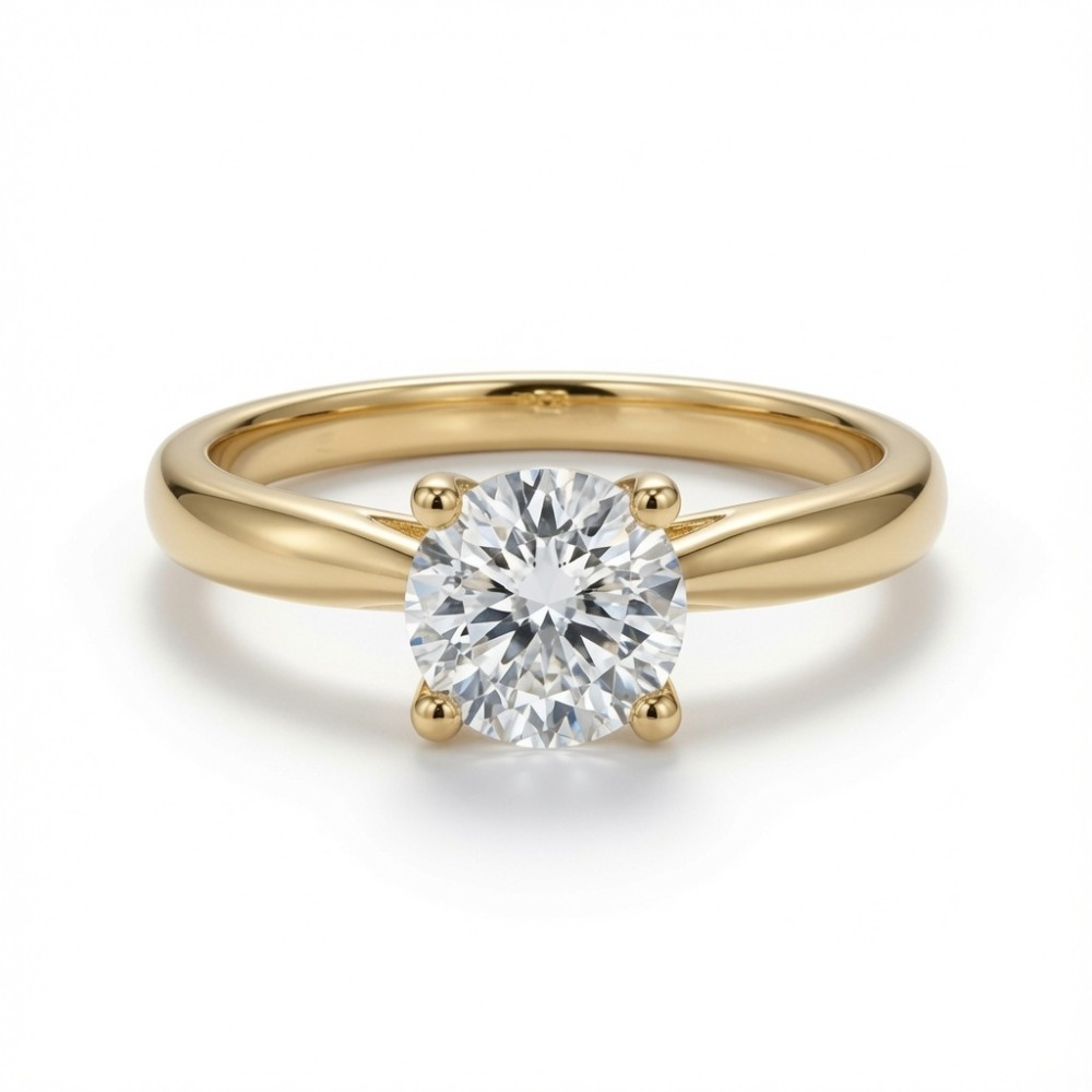 9ct yellow gold 1.00ct lab-grown diamond wed-fit solitaire ring