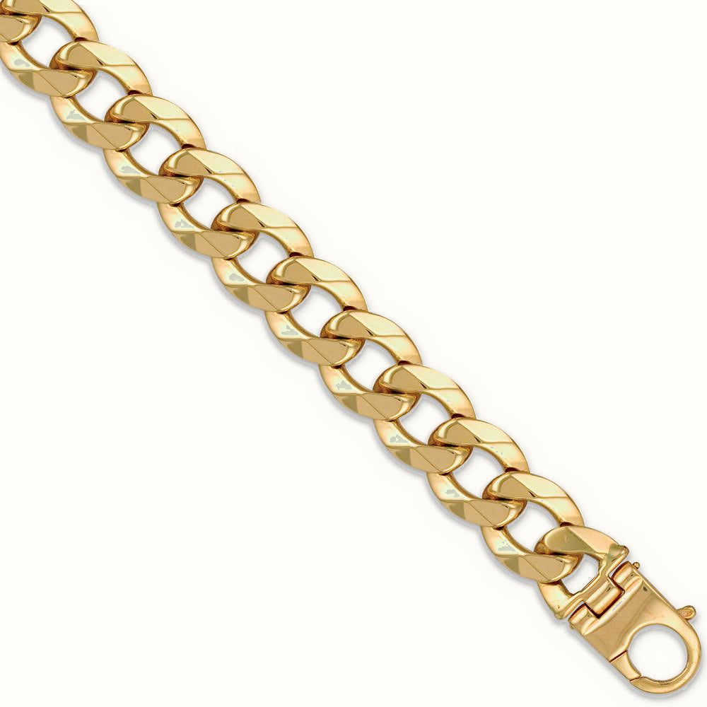 Gold Plated Sterling Silver Traditional Curb Link 20mm Gauge Bracelet - ACN006Q-GP-9