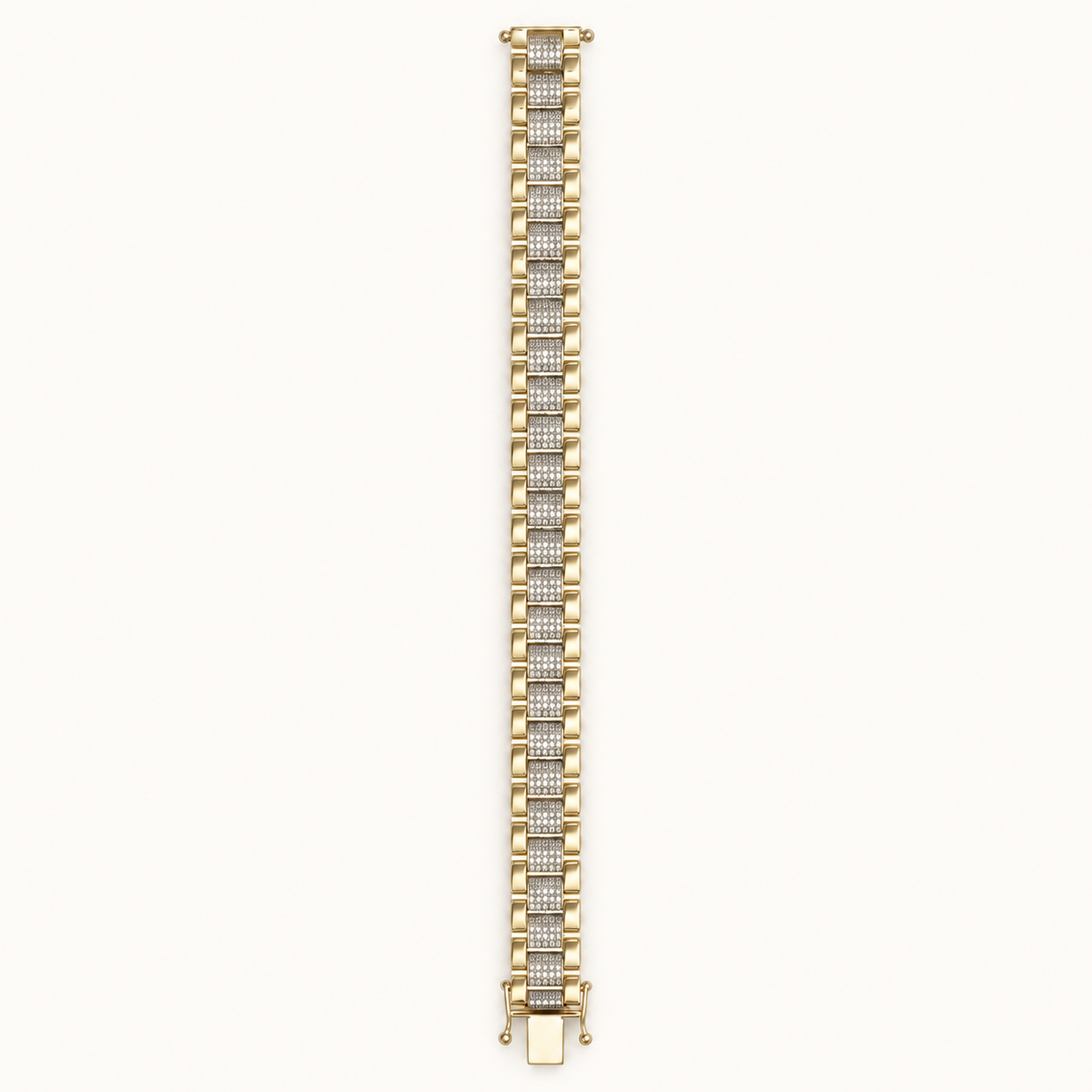 9ct Yellow Gold Presidential Bracelet with CZ Stones