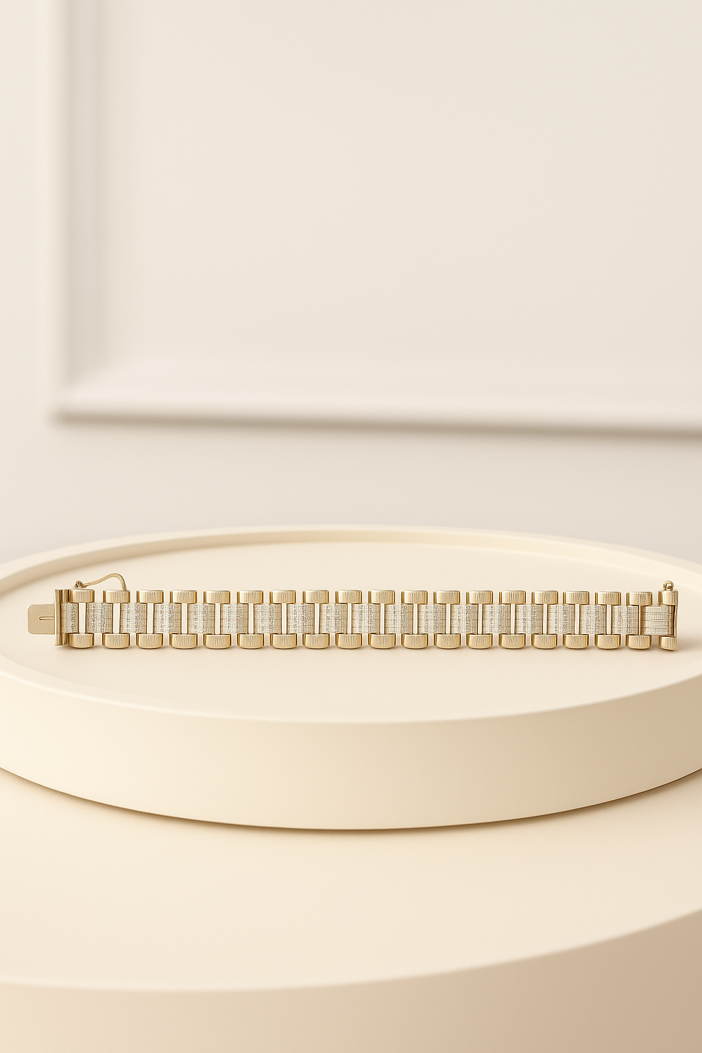 9ct Gold 11mm Presidential-Style Bracelet with Sparkling CZ Stones