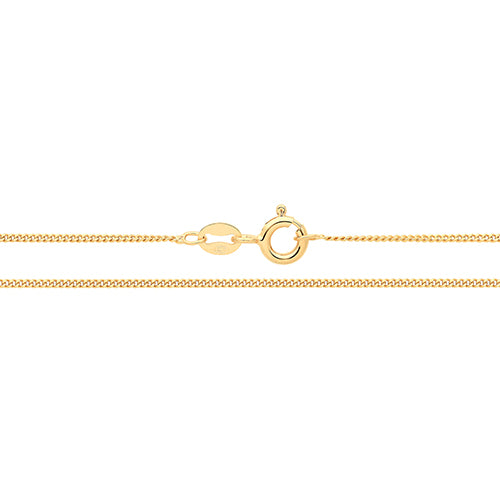 Sterling Silver Yellow Gold Plated Fine Curb Chain - G1039Y