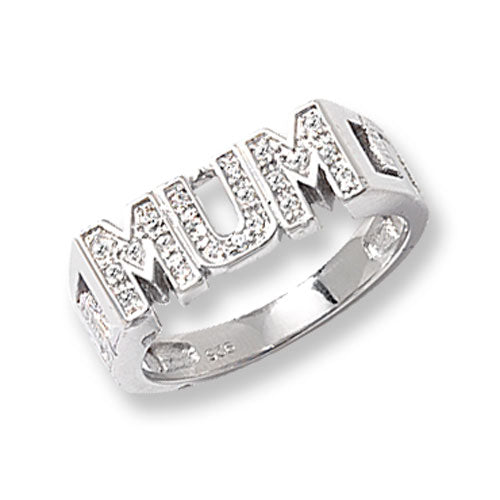 Sterling Silver Curb Side Mum CZ Ring - G7096