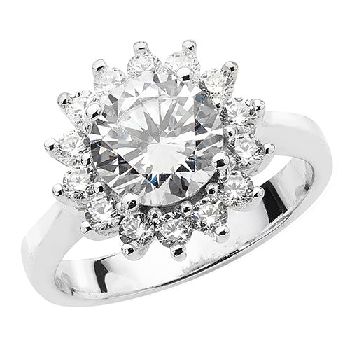 Sterling Silver CZ Cluster Ring - G7476