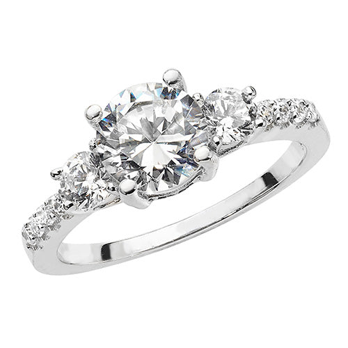 Sterling Silver CZ Trilogy Ring - G7485