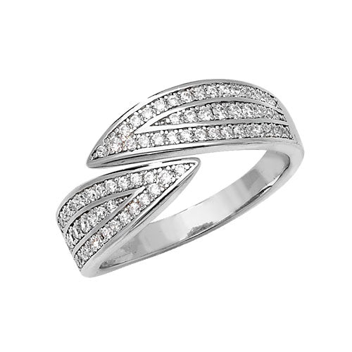 Sterling Silver Pavé Set Crossover CZ Ring - G7507