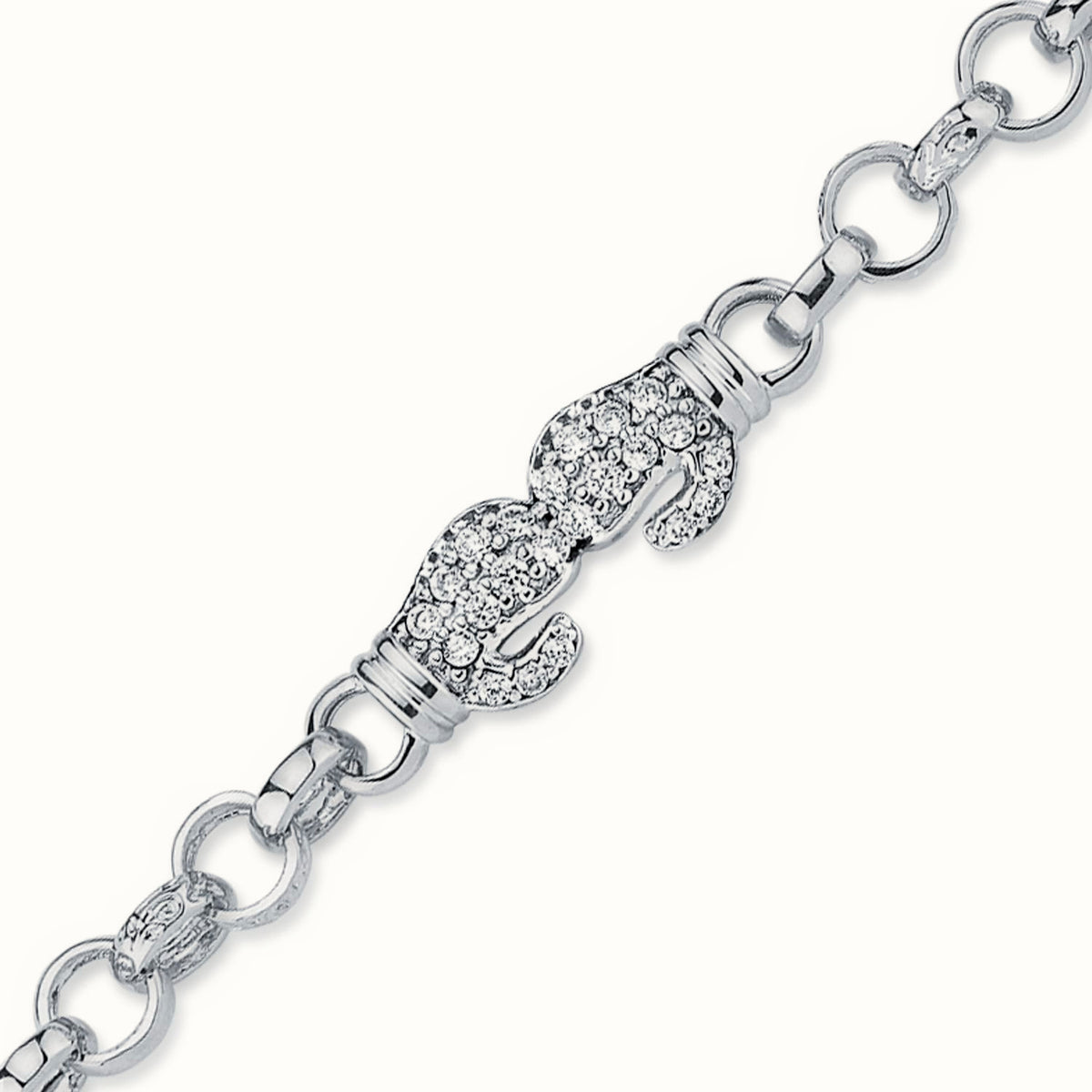 Sterling Silver CZ Set Double Boxing Glove Belcher Bracelet – ABB161