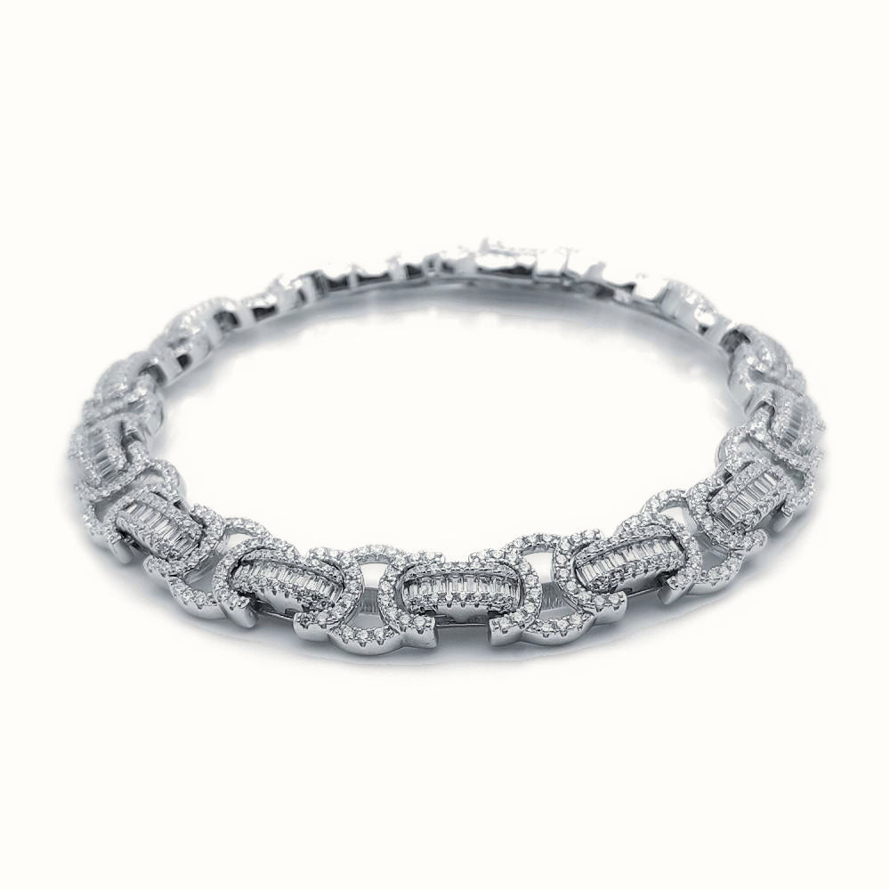 Sterling Silver CZ Set Flat Byzantine Bracelet – ABB195