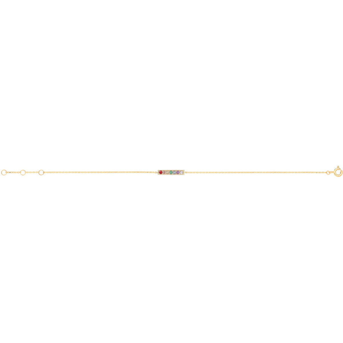 9ct Gold Rainbow Bar Chain Bracelet - BR657
