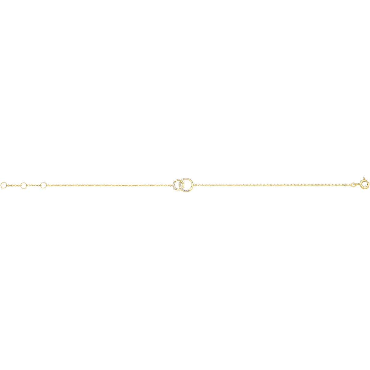 9ct Yellow Gold CZ Interlocking Circle Bracelet - BR704