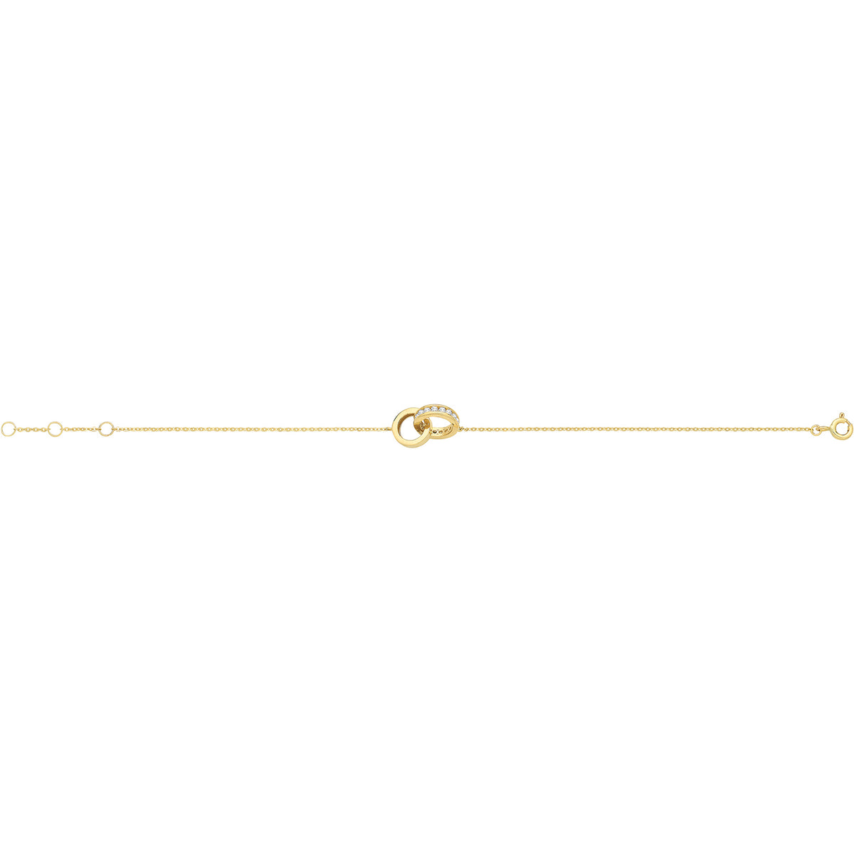 9ct Yellow Gold CZ Interlocking Circle Bracelet - BR705