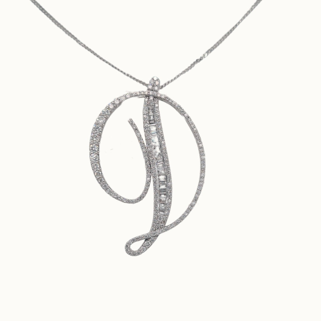 30mm Silver CZ Initial Pendant