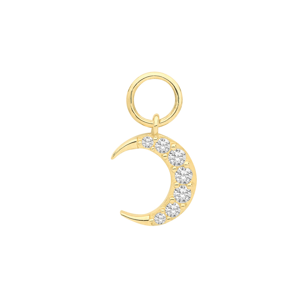 9ct Gold CZ Moon Earring Charm - EPN009