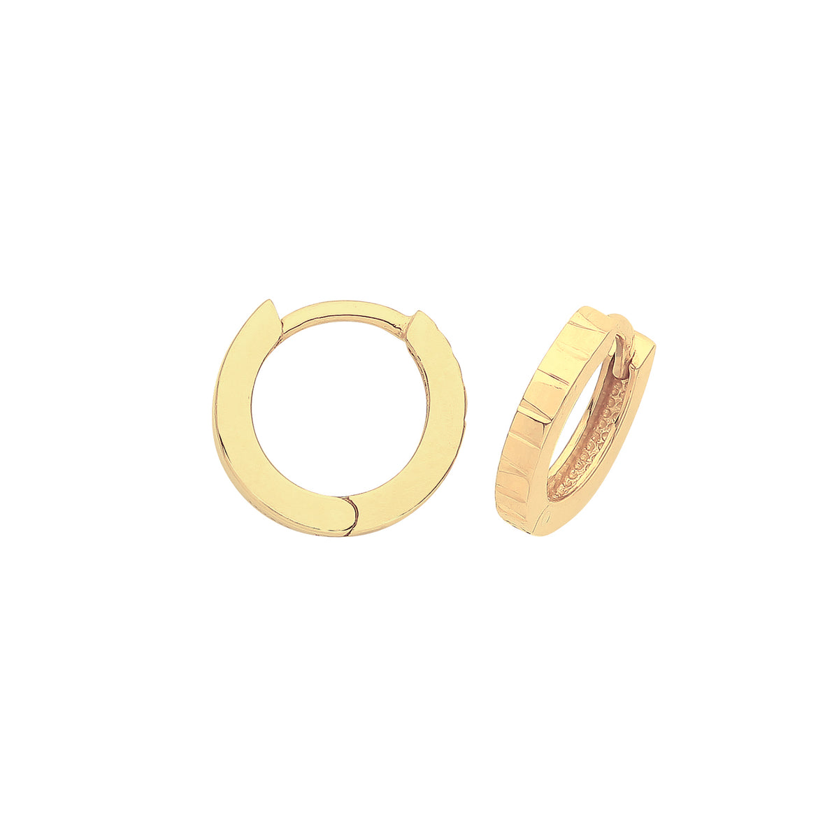 9ct Gold Diamond Cut Hinged Hoops - ER019-08 - Default Title