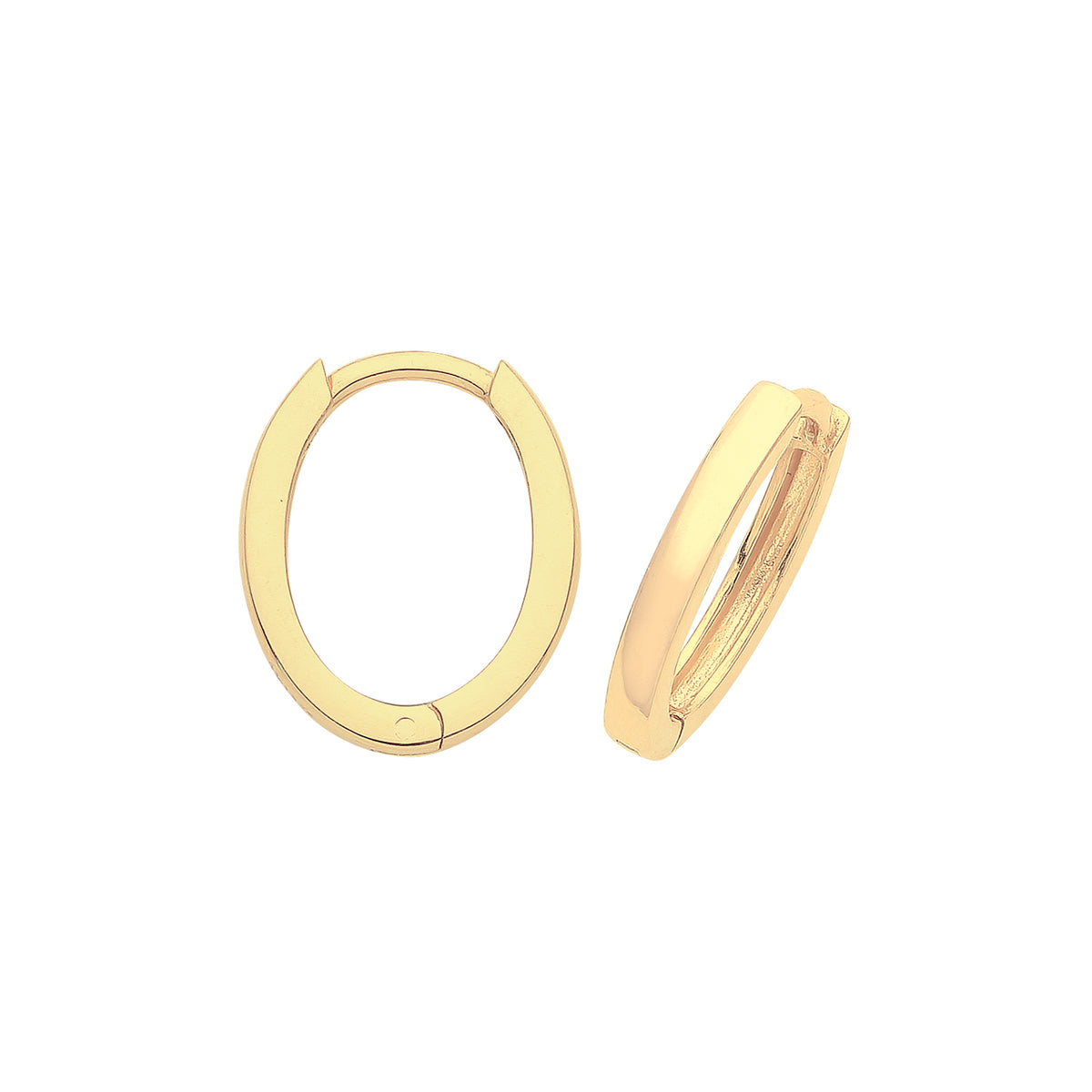 9ct Gold Hinged Oval Hoops - ER023 - Default Title