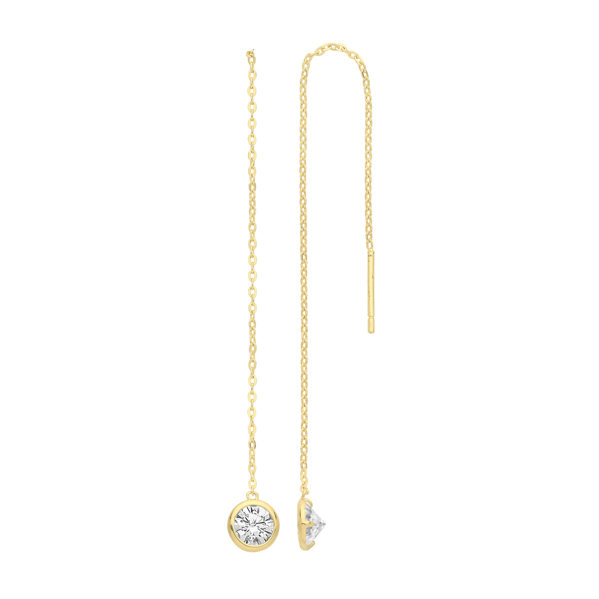 9ct Gold CZ Bezel Pull Trough Drops - ER1156 - Default Title