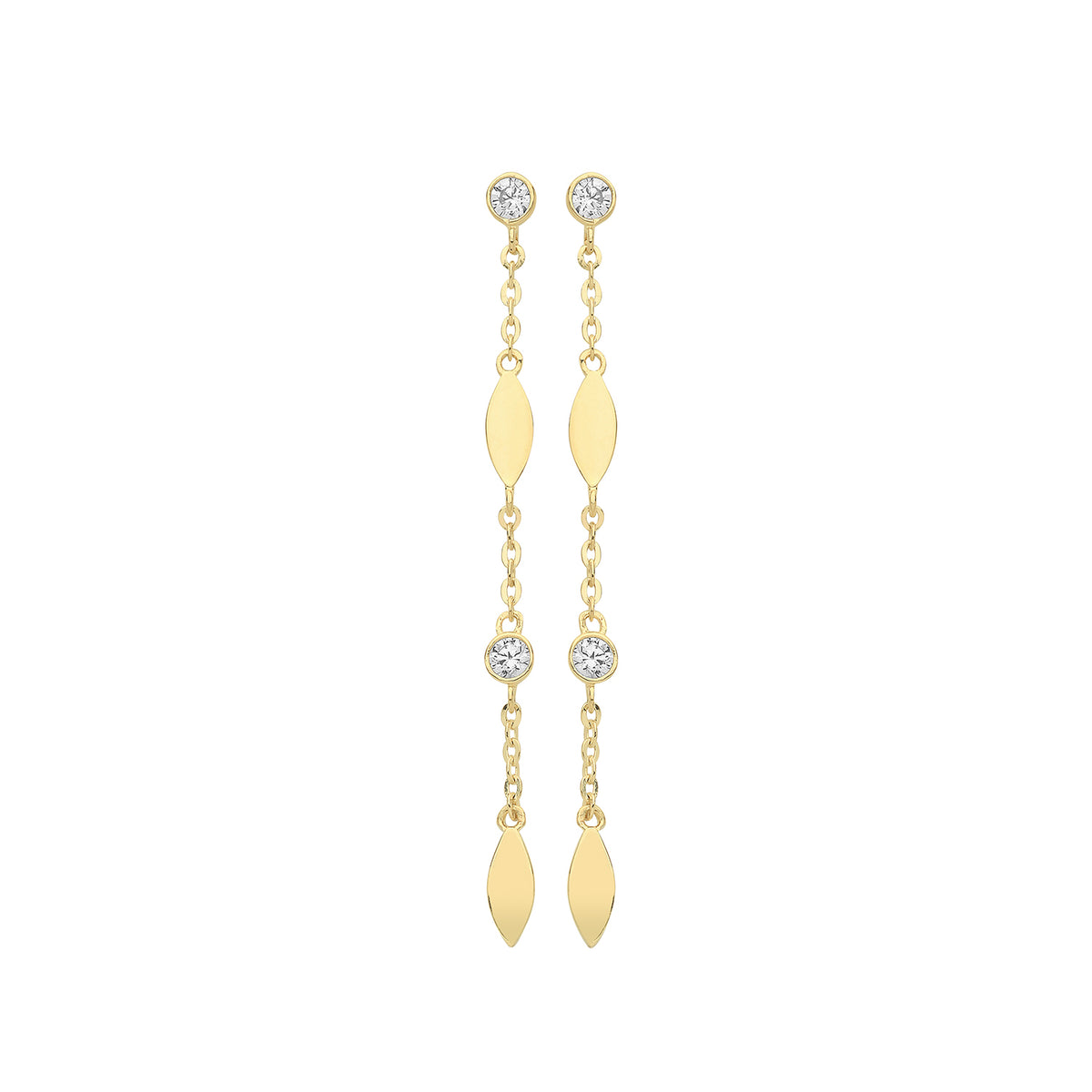 9ct Gold CZ Bezel And Marquise Shaped Drops - ER1166 - Default Title