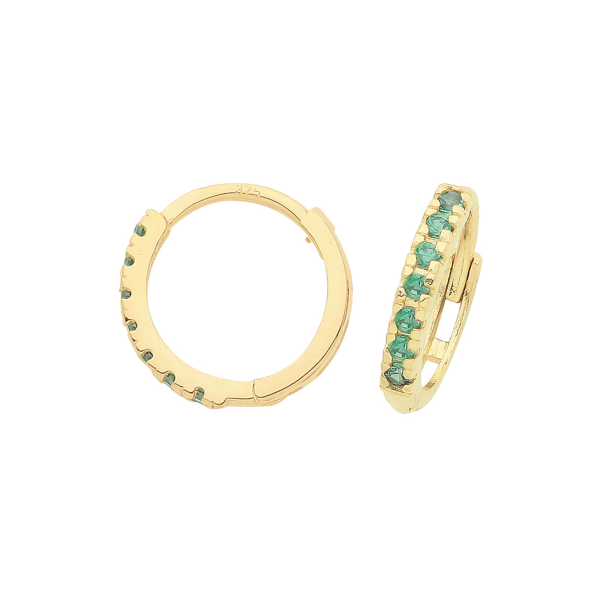 9ct Gold Emerald Green CZ Huggies - ER1180E - Default Title