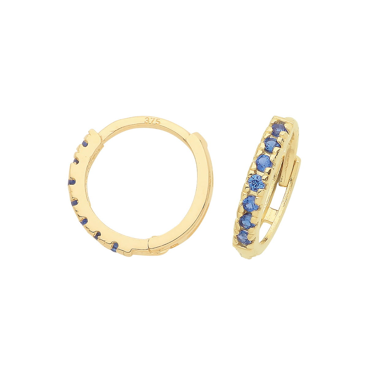 9ct Gold Sapphire Blue CZ Huggies - ER1180S - Default Title
