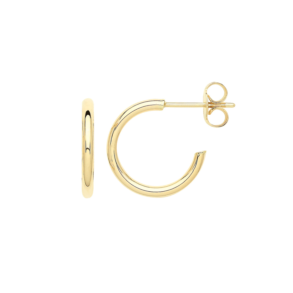 9ct Gold Hoops With Post - ER1190 - 12 mm