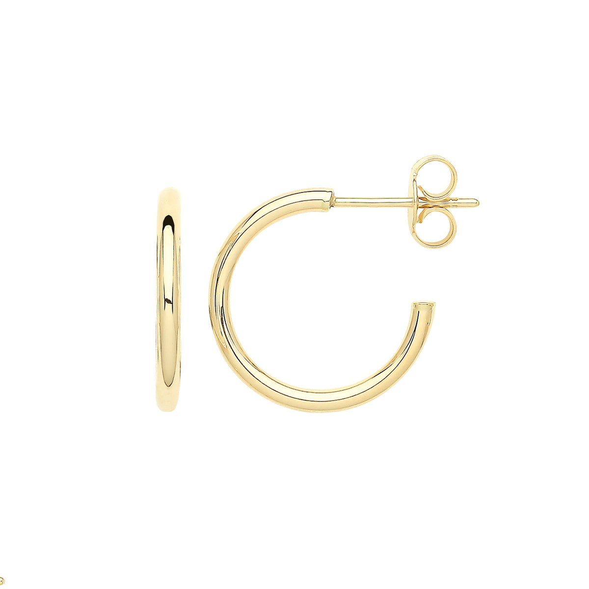 9ct Gold Hoops With Post - ER1190 - 15 mm