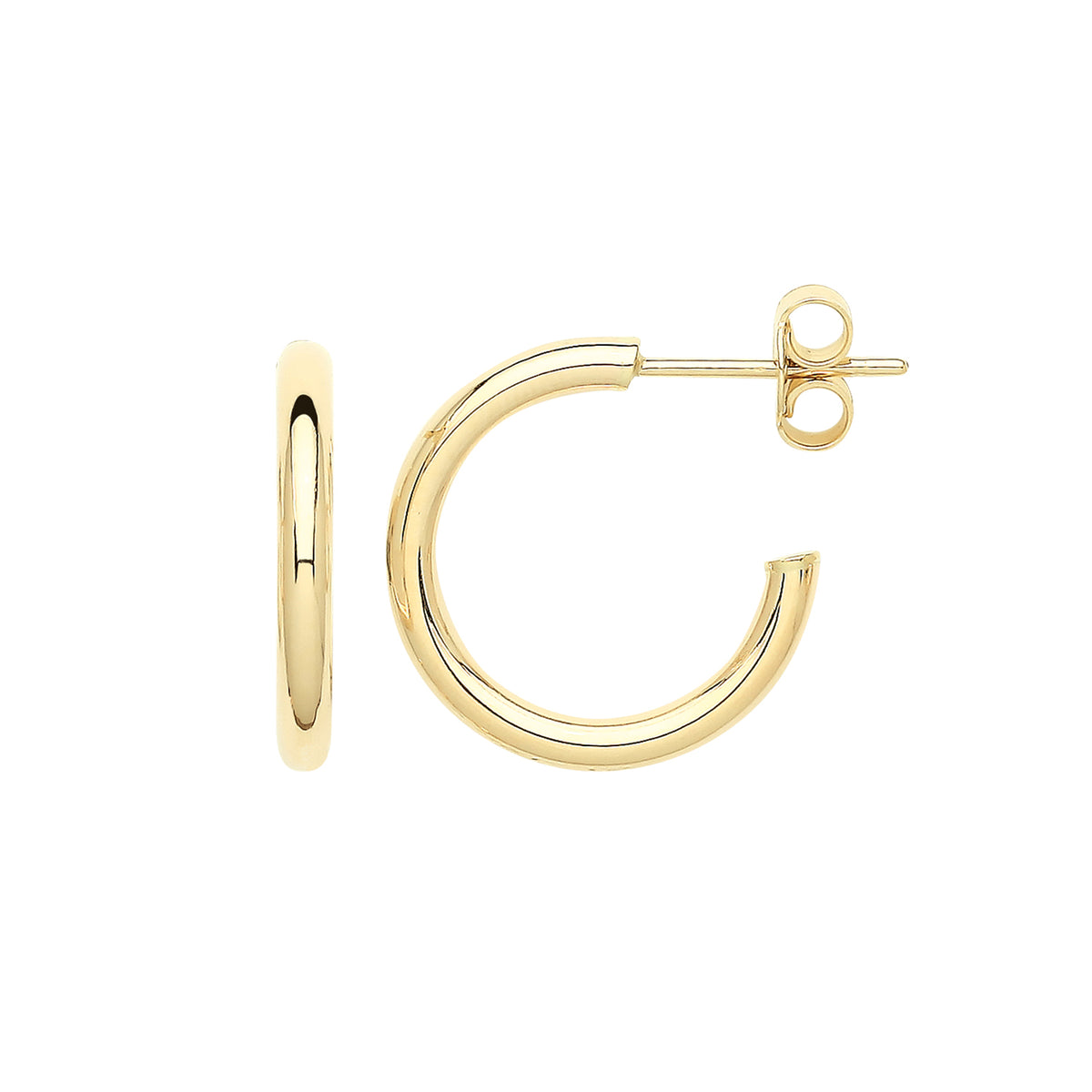 9ct Gold Hoops With Post - ER1191 - 15 mm
