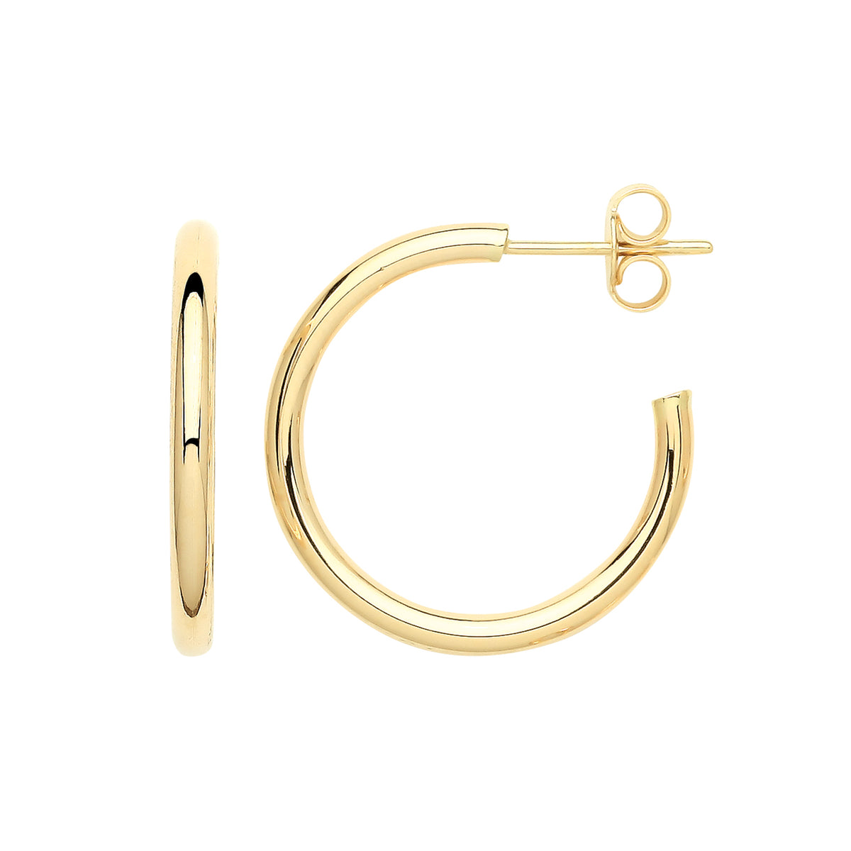 9ct Gold Hoops With Post - ER1191 - 20 mm