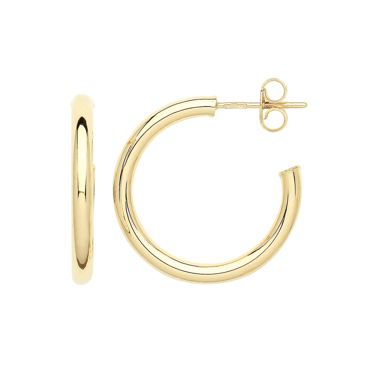 9ct Gold Hoops With Post - ER1192 - 20 mm