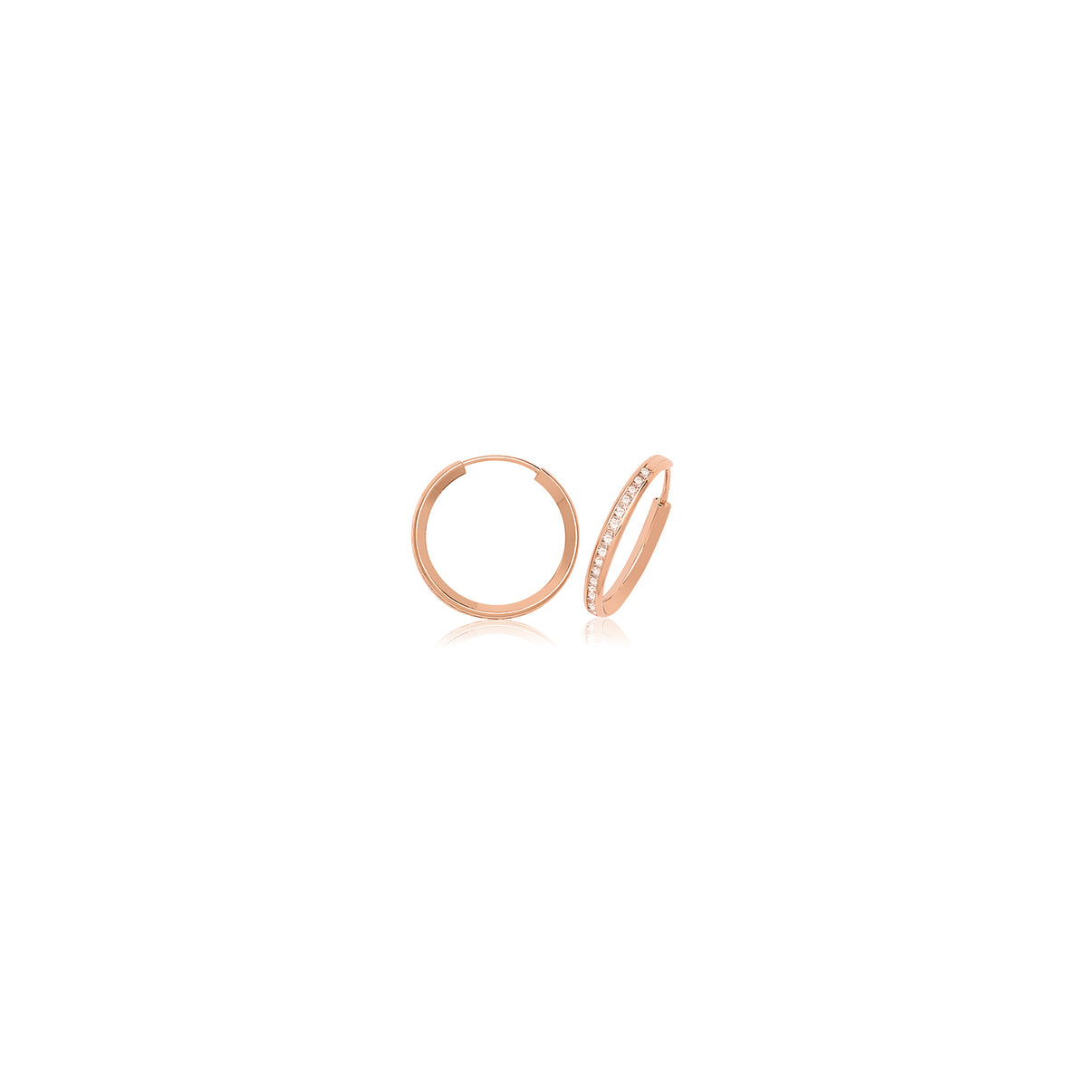 9ct Gold Thin CZ Hoops - ER1212R - 15 mm