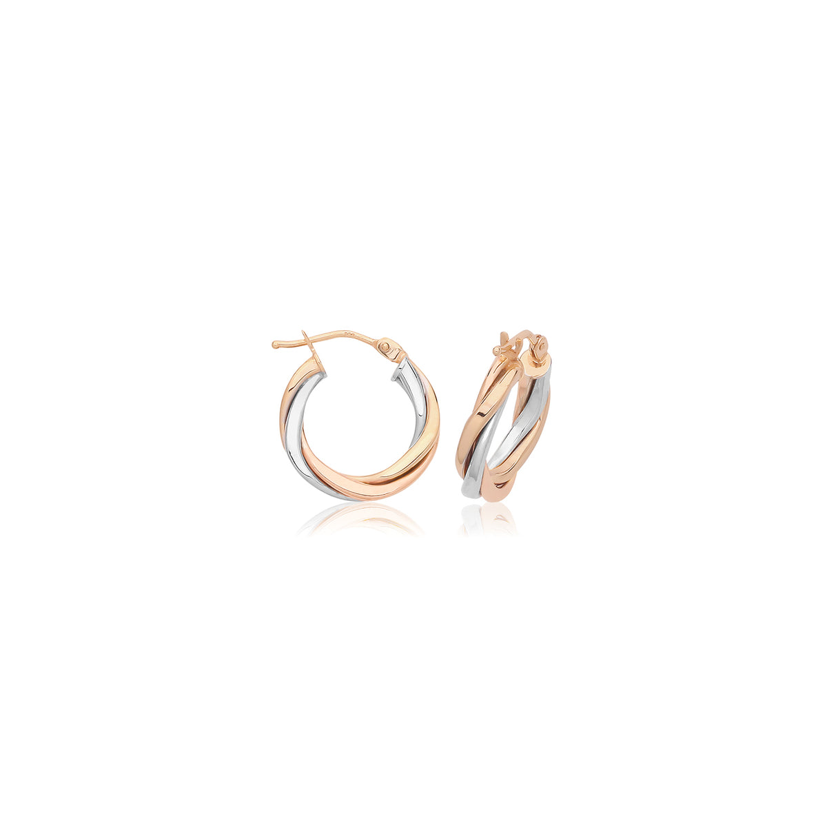 9ct 3 Colour Hoop Earrings - ER1222 - 10 mm
