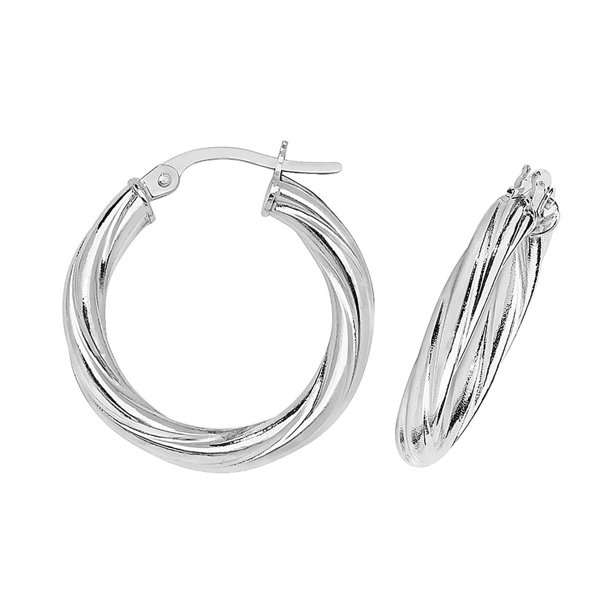 9ct White Gold Twisted Hoops - ER354W - Default Title