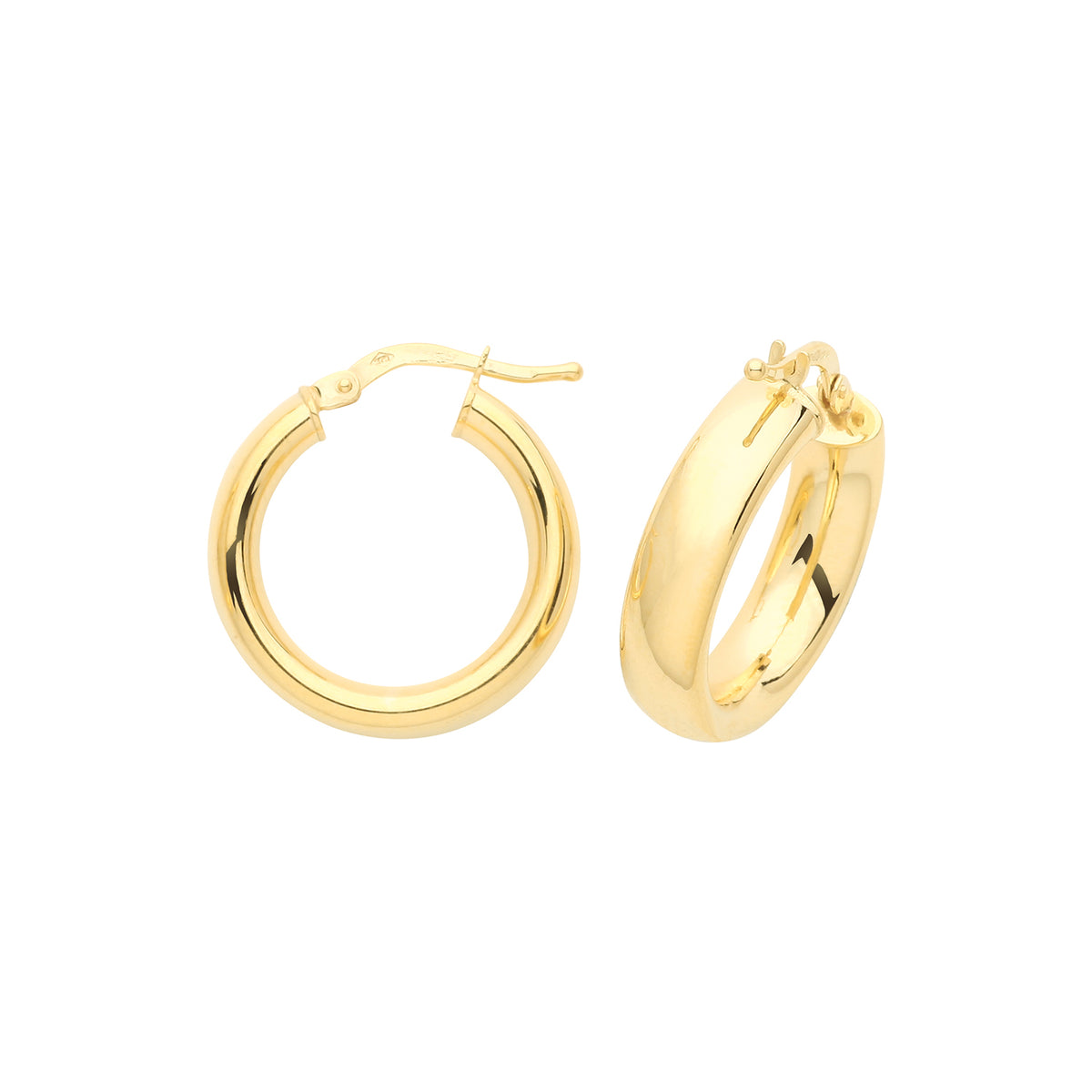 9ct Gold Hoops - ER891 - 15 mm
