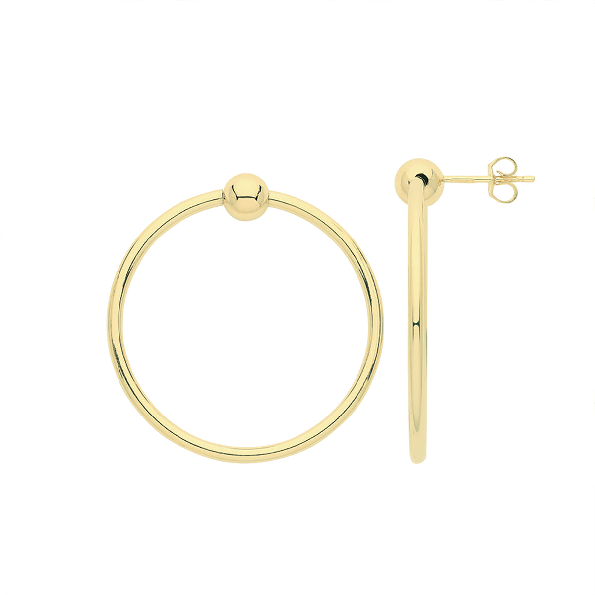 9ct Gold Tube Hoops Drops - ER945 - 30 mm