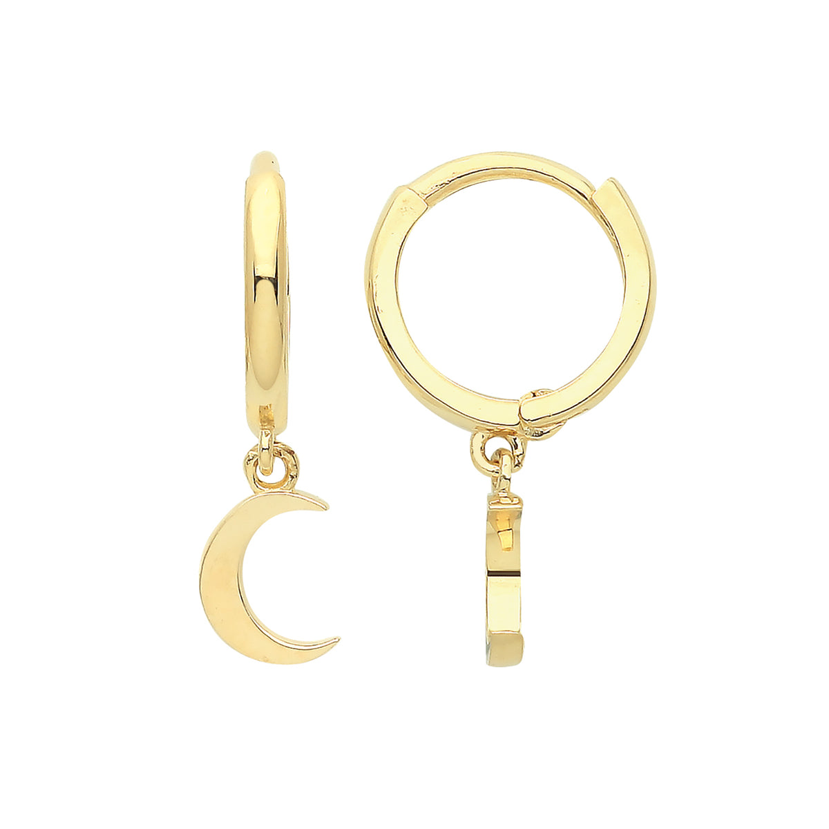 9ct Gold Plain Moon Drop Hinged Earrings - ES1678
