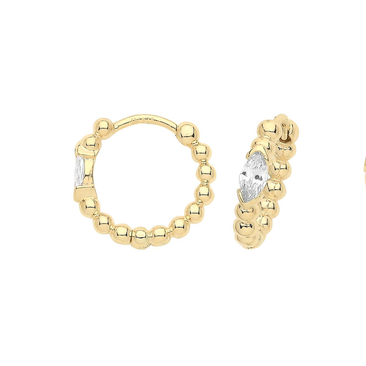 9ct Gold Bobble Clickers With CZ - ES1686