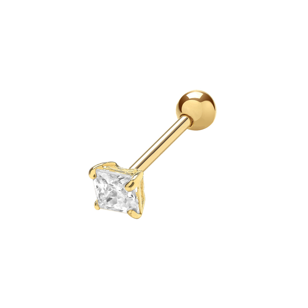 9ct Gold Square CZ Cartilage Studs - ES1991