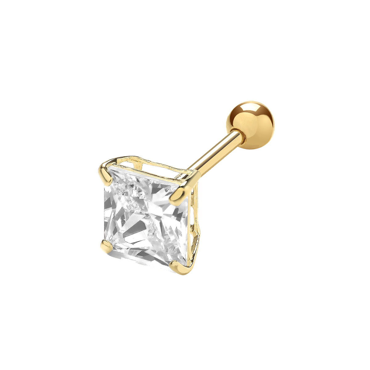 9ct Gold Square CZ Cartilage Studs - ES1993