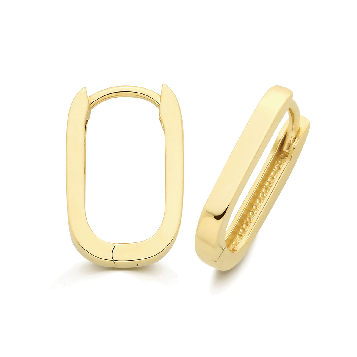 9ct Yellow Gold U Shape Sq Sec Clickers Earrings - ES2009