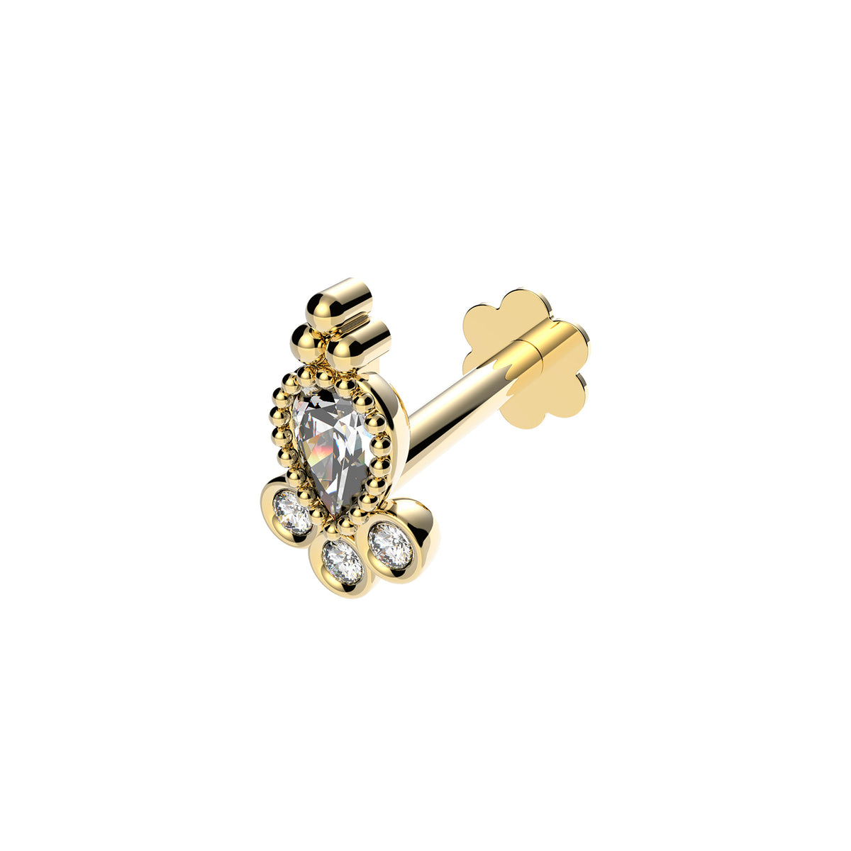 9ct Gold CZ Cartilage Labret - ES2044