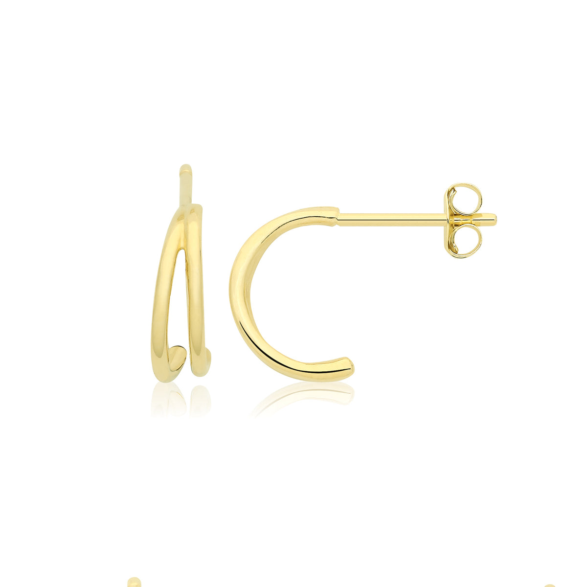 9ct Yellow Gold Double Half-Hoop Earrings - ES2077