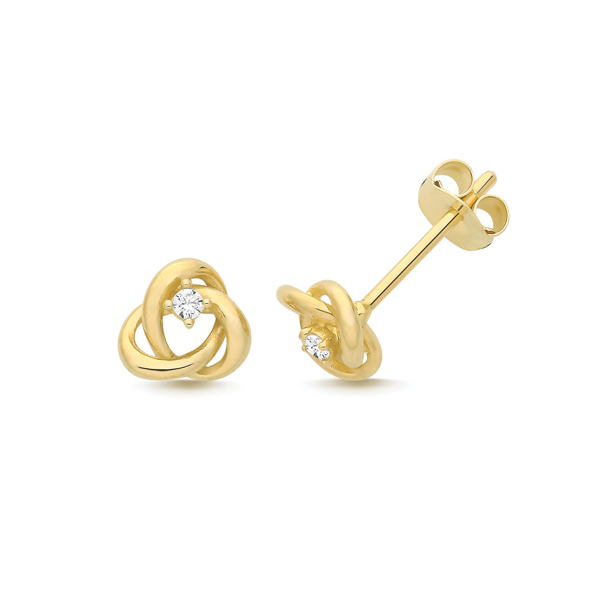 9ct Yellow Gold CZ Knot Studs - ES2080