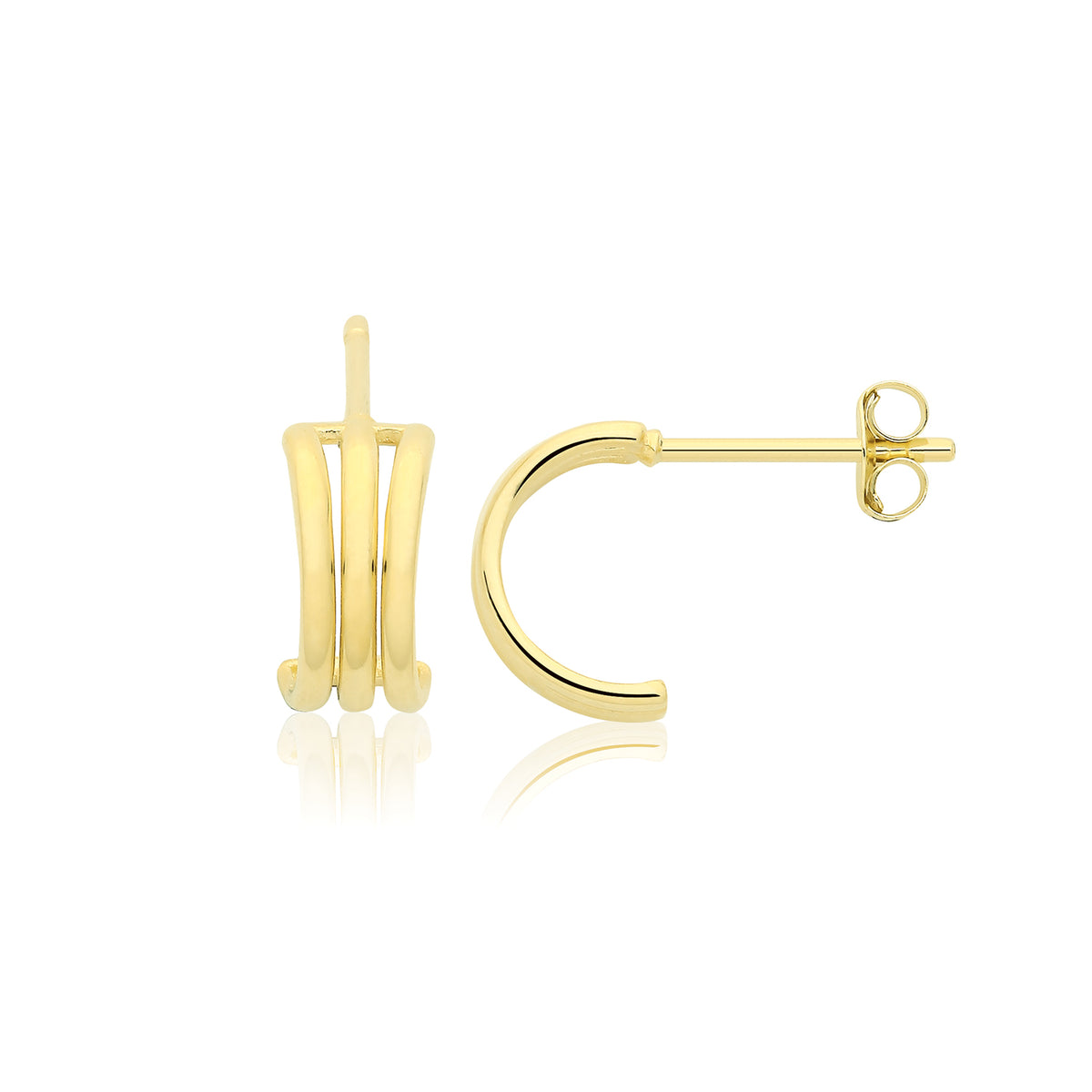 9ct Yellow Gold Triple Half-Hoop Earrings - ES2088