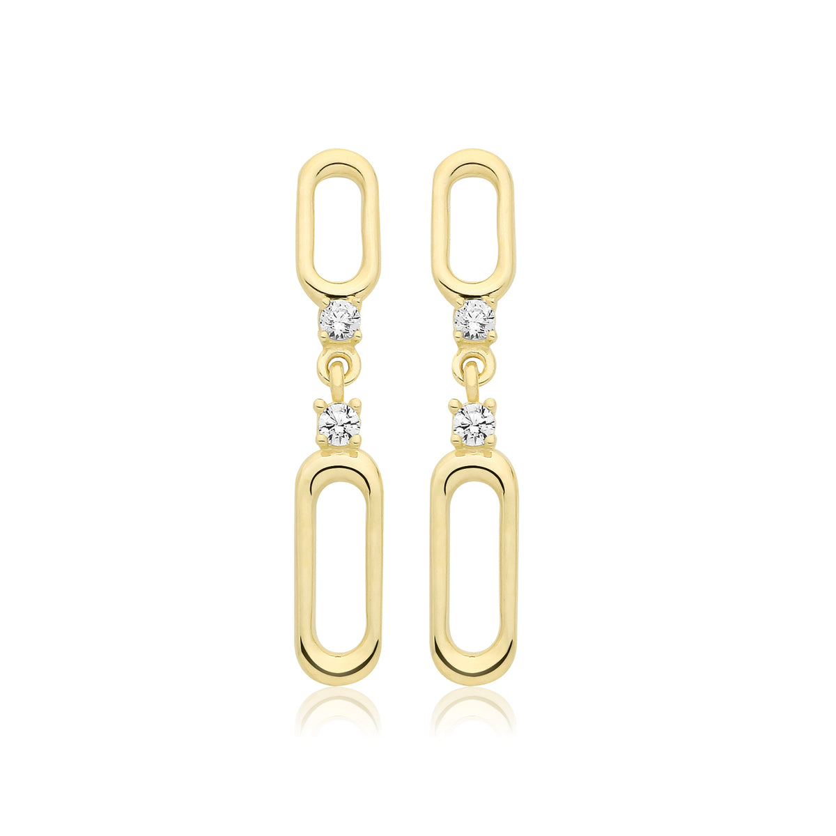9ct Yellow Gold Paperclip Link Drop Earrings - ES2097