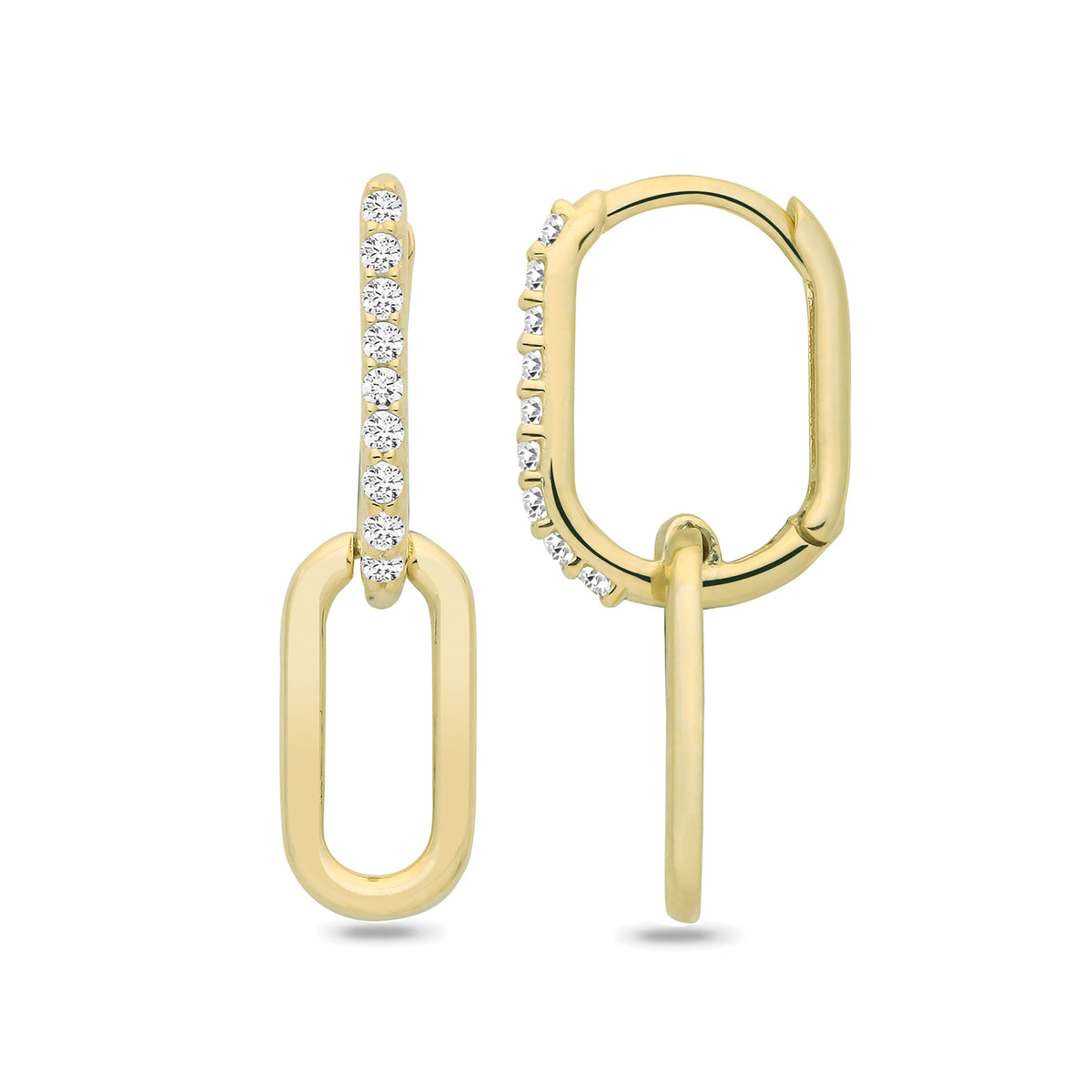 9ct Yellow Gold Paperclip Link Drop Huggies - ES2129