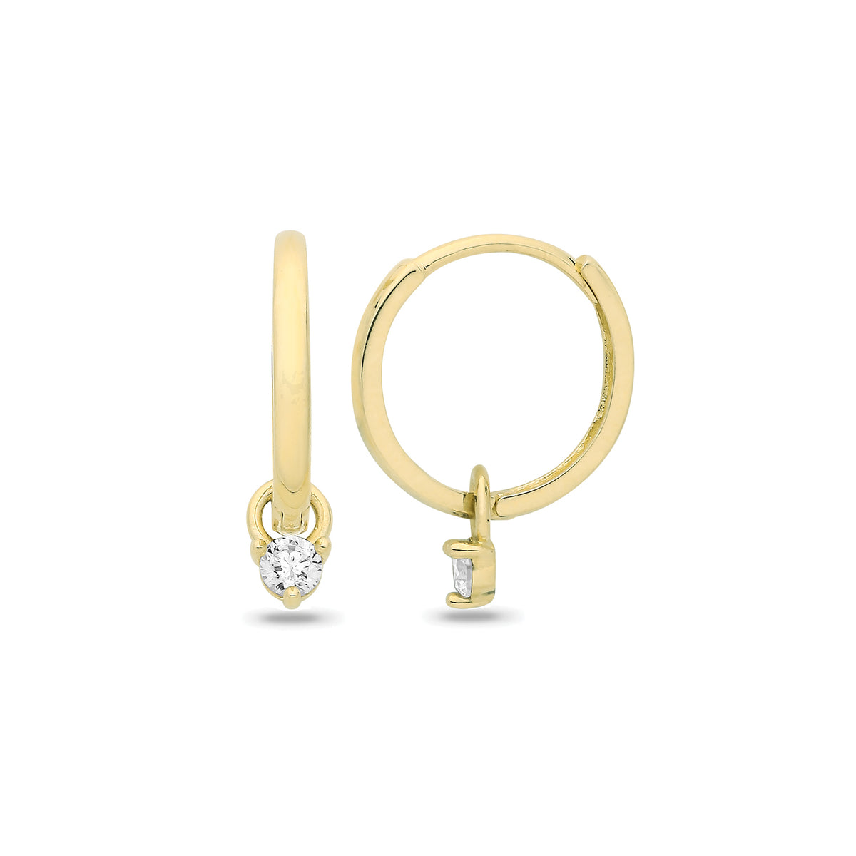 9ct Yellow Gold Huggies With Removable CZ Charm - ES2142