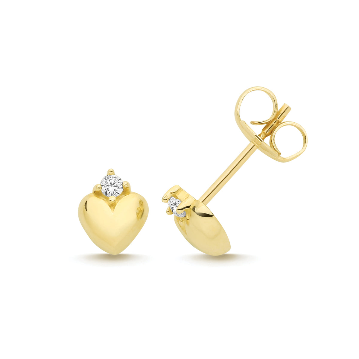 9ct Yellow Gold Heart Studs Studs With CZ - ES2159